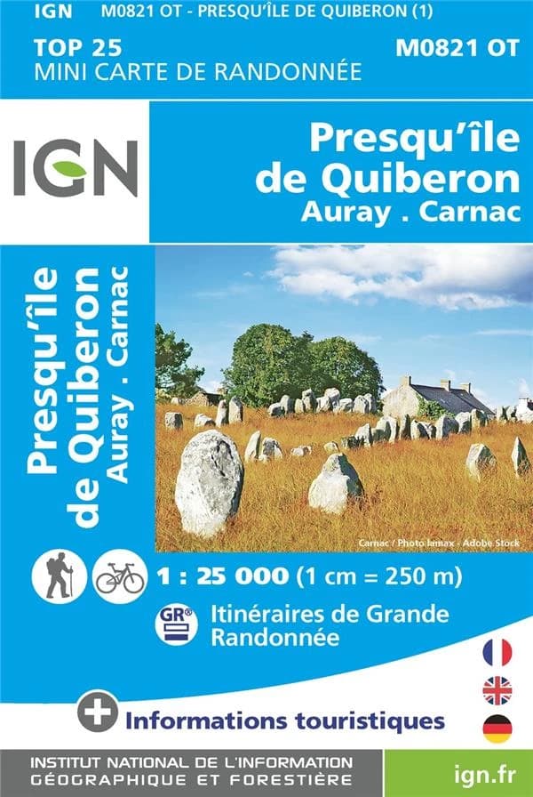Presqu'île de Quiberon : Auray - Carnac : mini carte de randonnée (Éd. 1) [réalisé et publié par l'] Institut national de l'information géographique et forestière