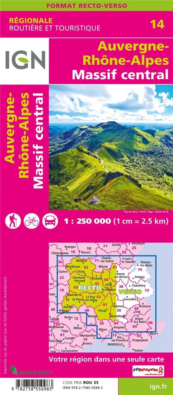 Auvergne-Rhône-Alpes : Massif central (Éd. 2) Institut national de l'information géographique et forestière