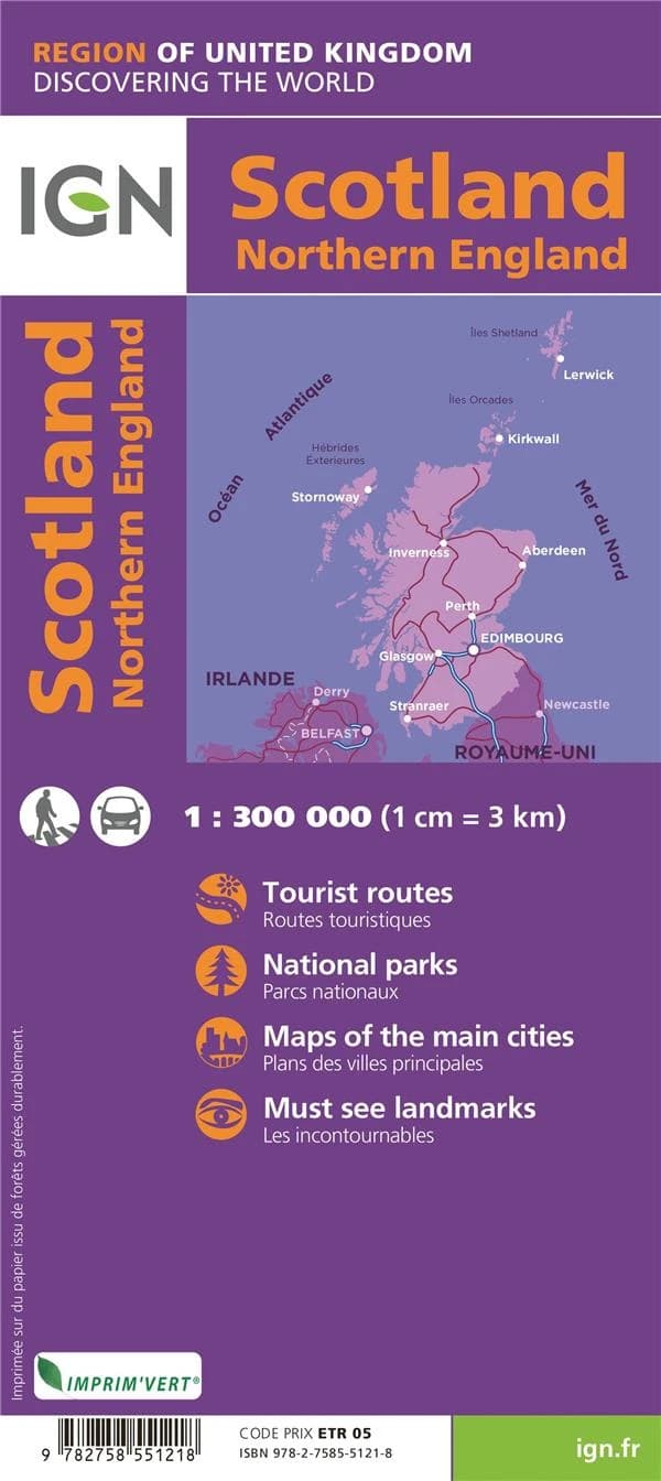Écosse : Angleterre du nord (2e édition) cartographie MairDumont ; [publié par l']Institut national de l'information géographique et forestière : Scotland : northern England