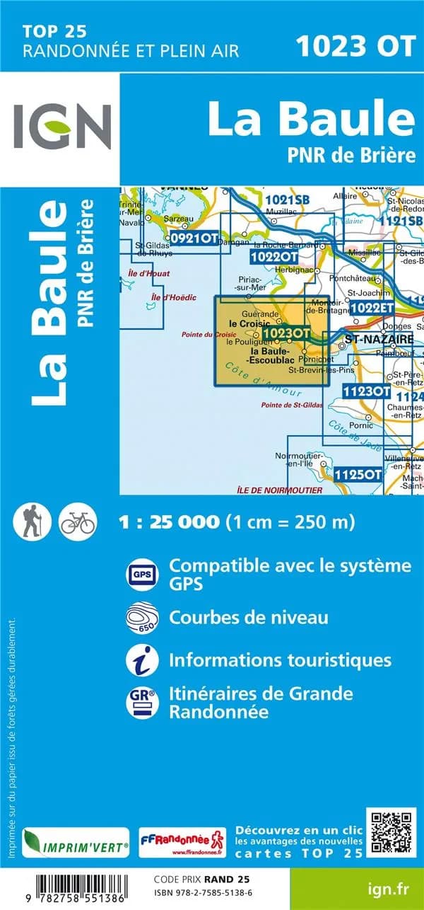 La Baule : P[arc] N[aturel] R[égional] de Brière (Éd. 5) Institut national de l'information géographique et forestière ; [avec la collaboration de la Fédération française de la randonnée pédestre]