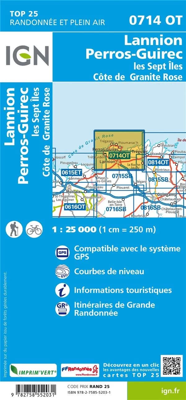 Lannion - Perros-Guirec : les Sept Îles - côte de Granit Rose (Éd. 4) Institut national de l'information géographique et forestuère ; [surcharges] Fédération française de la randonnée pédestre