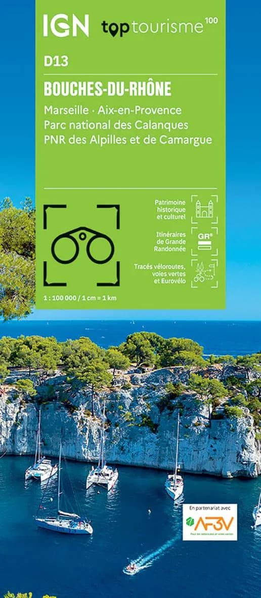 Bouches-du-Rhône : Marseille, Aix-en-Provence, Parc national des Calanques, P[arc] N[aturel] R[égional] des Alpilles et de Camargue (Éd. 1) réalisé et édité par l'Institut national de l'information géographique et forestière