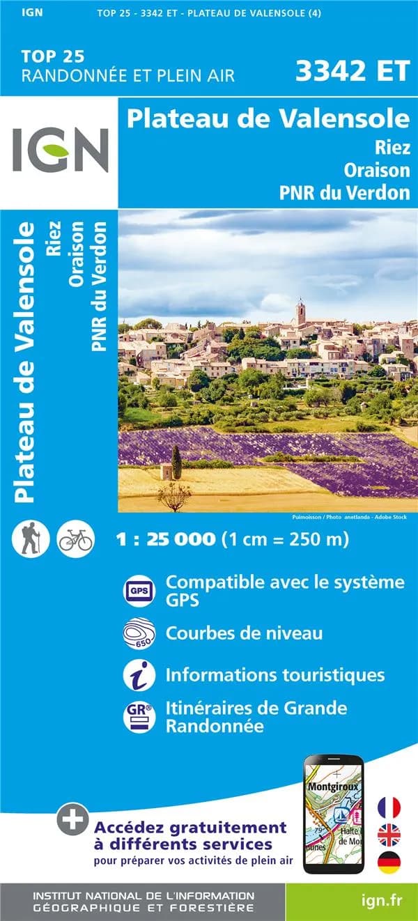 Plateau de Valensole : Riez, Oraison, P[arc] N[aturel] R[égional] du Verdon (Éd. 4) Institut national de l'information géographique et forestière ; [avec la collaboration de la Fédération française de la randonnée pédestre]