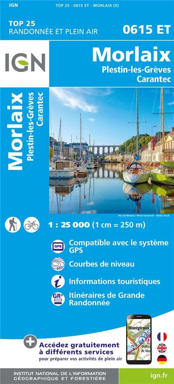 Morlaix : Plestin-les-Grèves - Carantec (Éd. 5) Institut national de l'information géographique et forestière ; [avec la collaboration de la Fédération française de la randonnée pédestre]