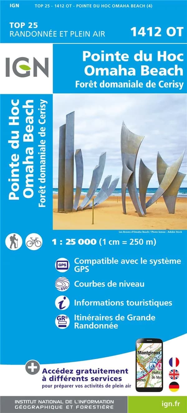 Pointe du Hoc - Omaha Beach : forêt domaniale de Cerisy (Éd. 4) Institut national de l'information géographique et forestière ; [surcharges] Fédération française de la randonnée pédestre