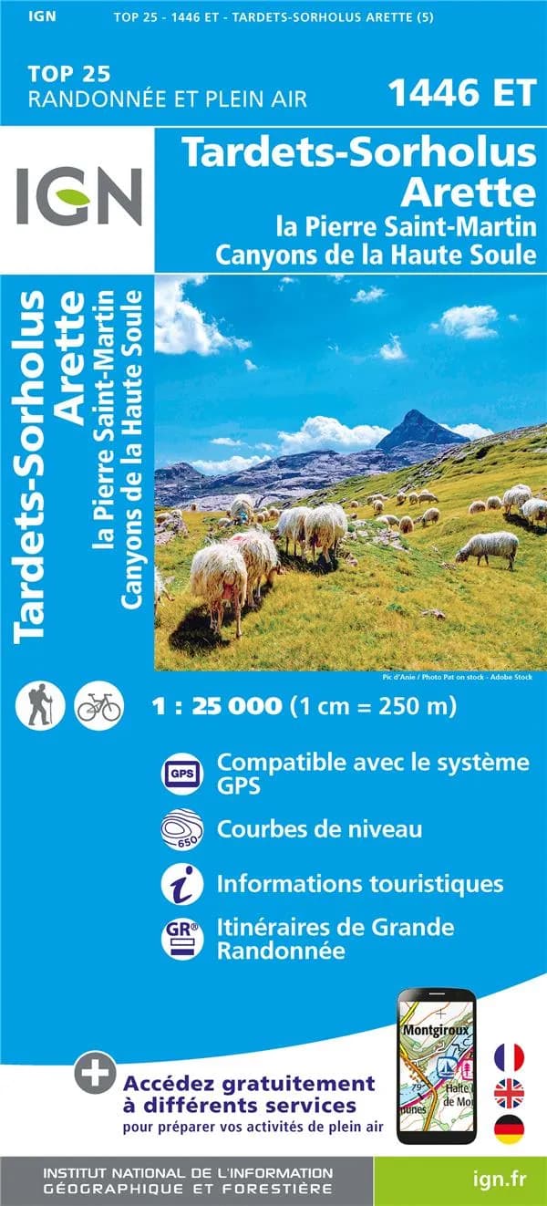 Tardets-Sorholus - Arette : la Pierre-Saint-Martin - canyons de la Haute-Soule (Éd. 5) Institut national de l'information géographique et forestière ; [surcharges] Fédération française de la randonnée pédestre