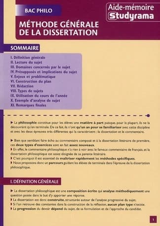 Méthode générale de la dissertation bac philo