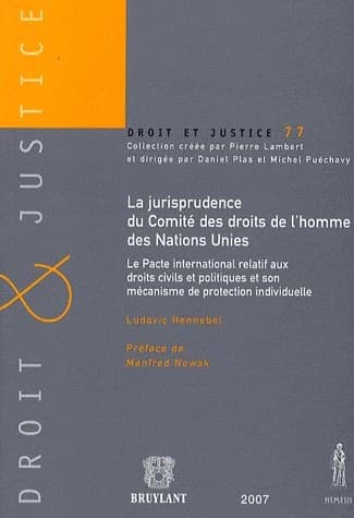 La jurisprudence du Comité des droits de l'homme des Nations Unies : le Pacte international relatif aux droits civils et politiques et son mécanisme de protection individuelle