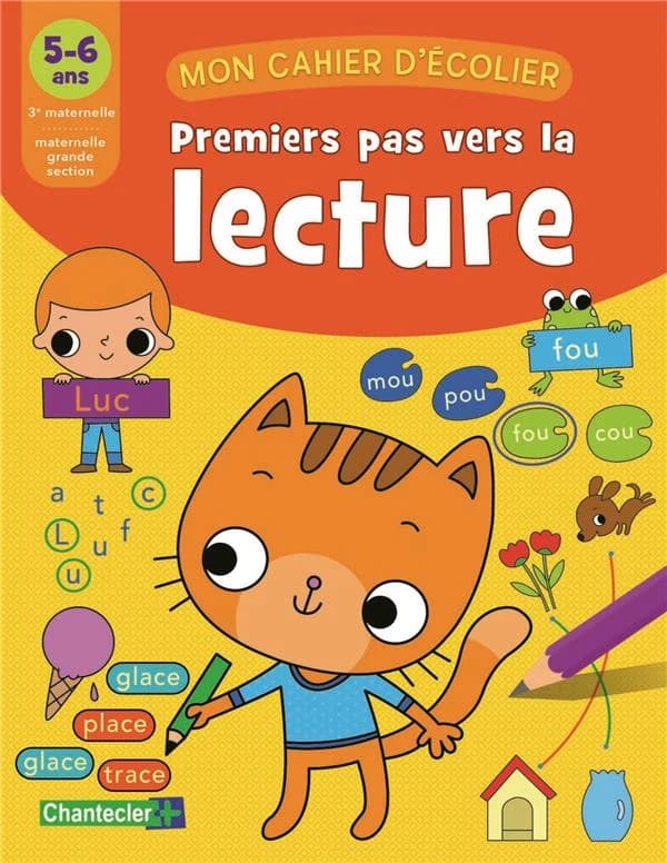 Mon cahier d'écolier : premiers pas vers la lecture