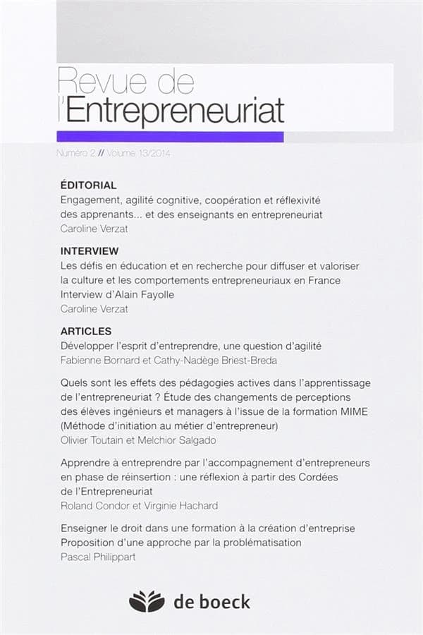 Revue de l'entrepreunariat n.2014