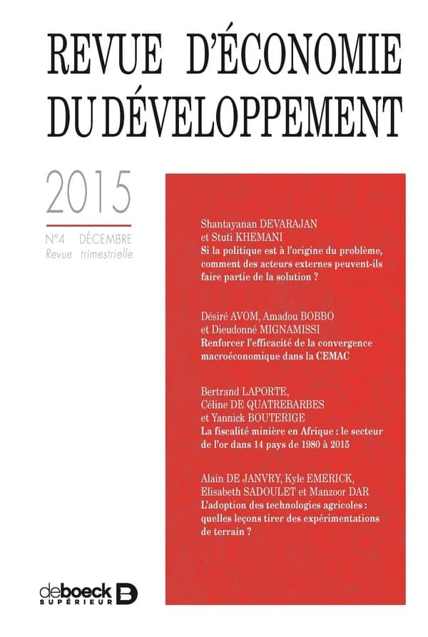 Revue d'economie du developpement 2015