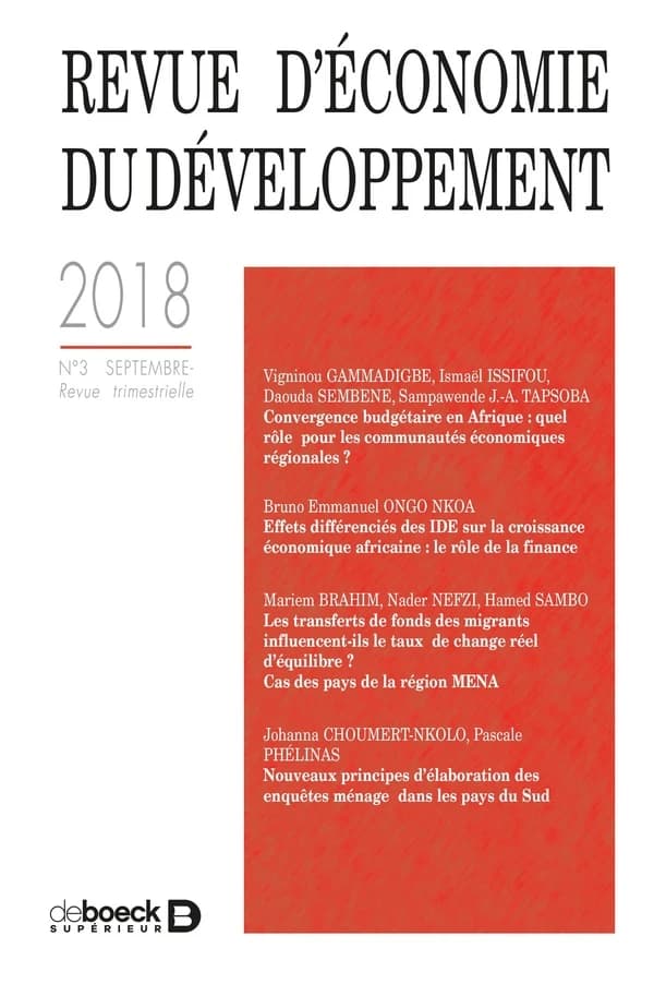 Revue d'économie du développement 2018