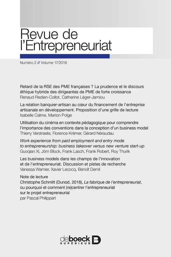 Revue de l'entrepreneuriat 2018