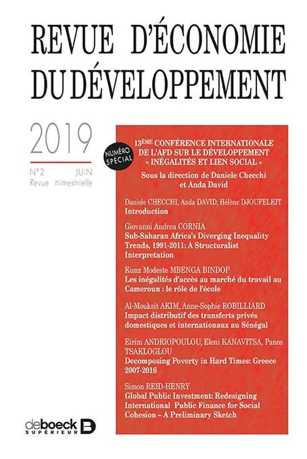 Revue d'économie du développement 2019