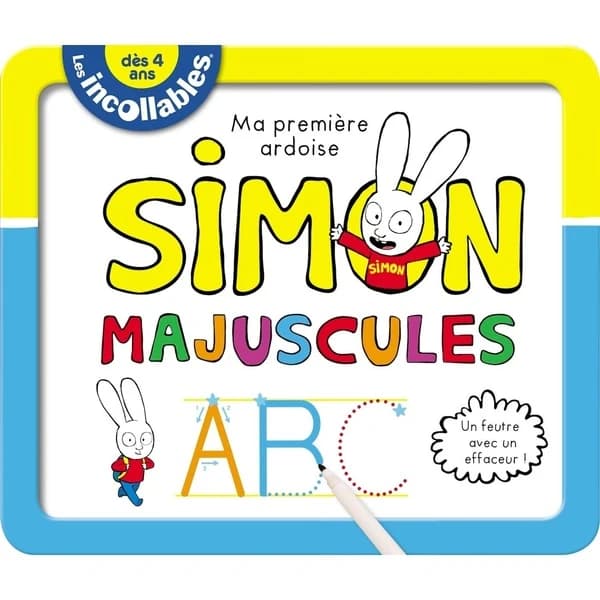 Ma première ardoise Simon Majuscules : Inclus un feutre avec un effaceur !