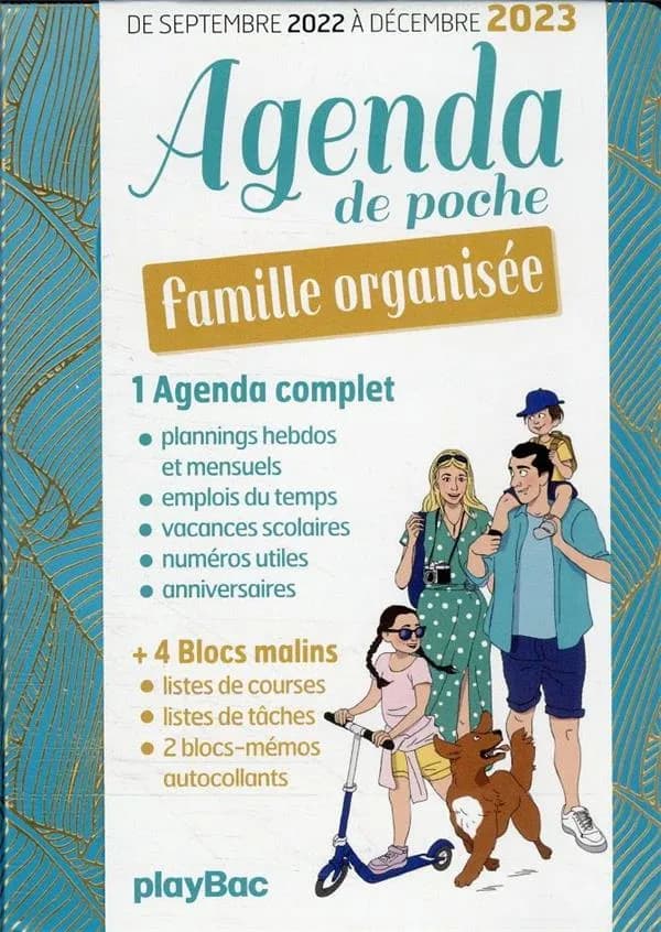 Agenda de poche famille organisée : de septembre 2022 à décembre 2023