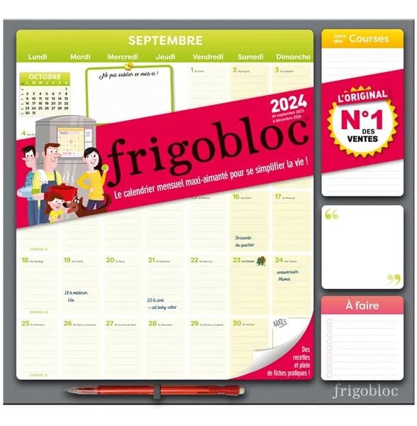 Frigobloc mensuel : calendrier d'organisation familiale (édition 2024)
