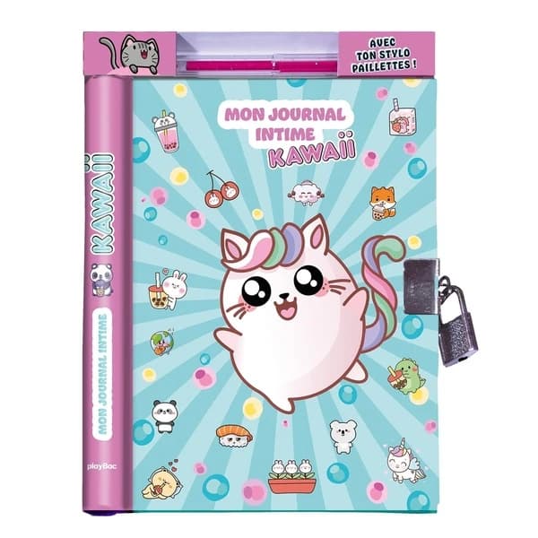 Mon journal intime Kawaii : Avec 1 stylo paillettes
