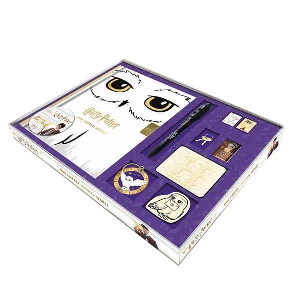 Harry Potter - Mon coffret journal secret Hedwige : Avec 2 rouleaux de masting tape, 1 journal secret avec cadenas et clés, 1 stylo à encre invisible, 1 bloc-notes, 1 porte-clés, 1 gomme