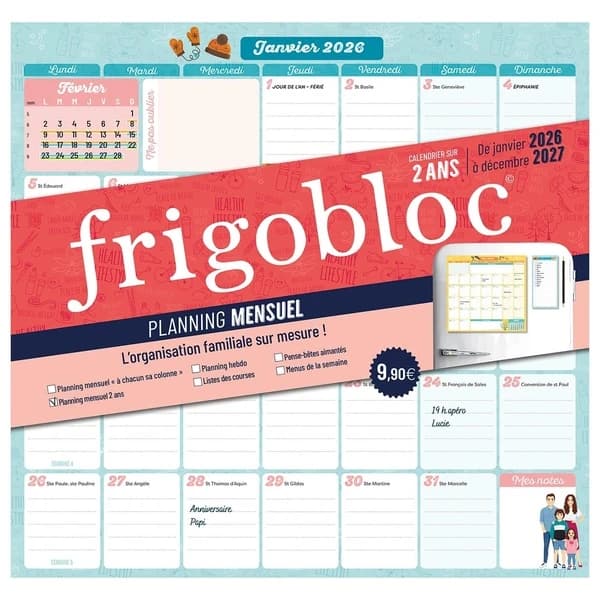 Frigobloc : Planning mensuel