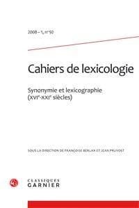 Cahiers de lexicologie n.92 : 2008-1