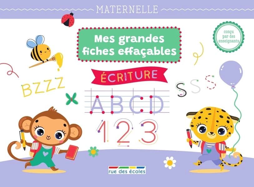 Mes grandes fiches d'entraînement effaçables : lettres et chiffres