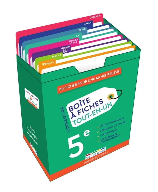 Boîte à fiches : 5e : 110 fiches pour une année réussie