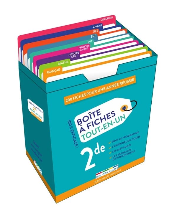 Boîte à fiches : Tout-en-un : 2de ; 200 fiches pour une année réussie