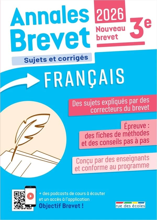 Annales Brevet : Français : 3e ; Sujets corrigés et fiches de révision (édition 2026)