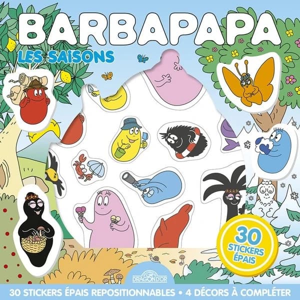 Barbapapa : [Pochette de stickers épais repositionnables] : [Album à colorier]