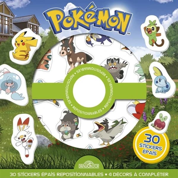 Pokémon : pochette de stickers repositionnables : [Album à colorier]