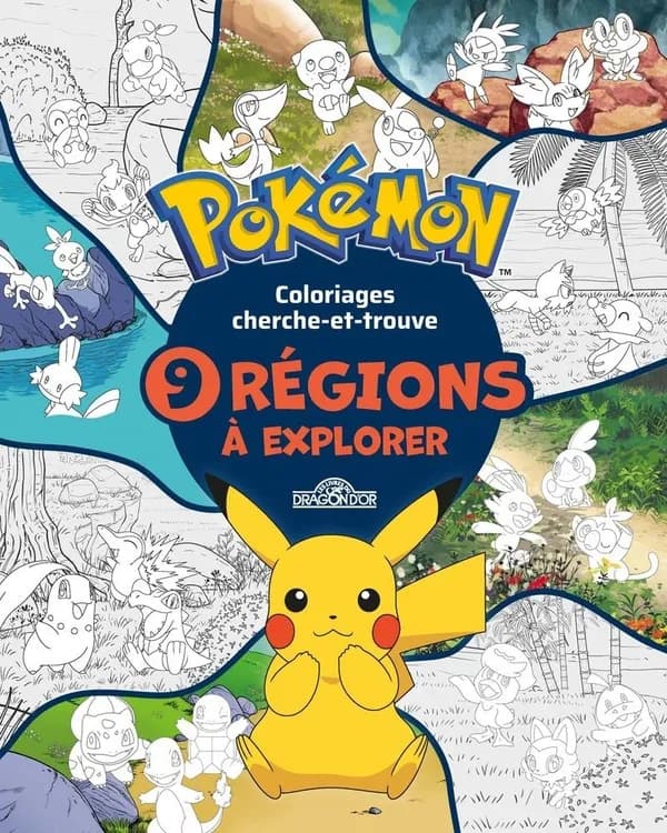 Pokémon - Coloriages cherche-et-trouve : 9 régions à explorer : [Album à colorier]