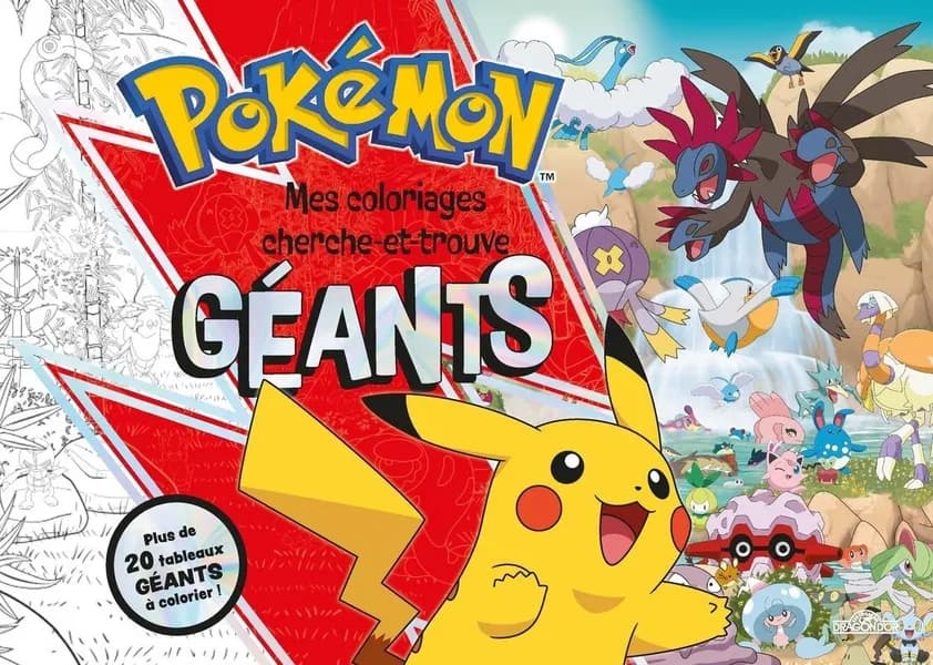 Pokémon - Mes coloriages cherche-et-trouve géants : plus de 20 tableaux géants à colorier ! : [Album à colorier]