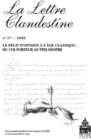 LA LETTRE CLANDESTINE n.17 : le délit d'opinion à l'âge classique : du colporteur au philosophe
