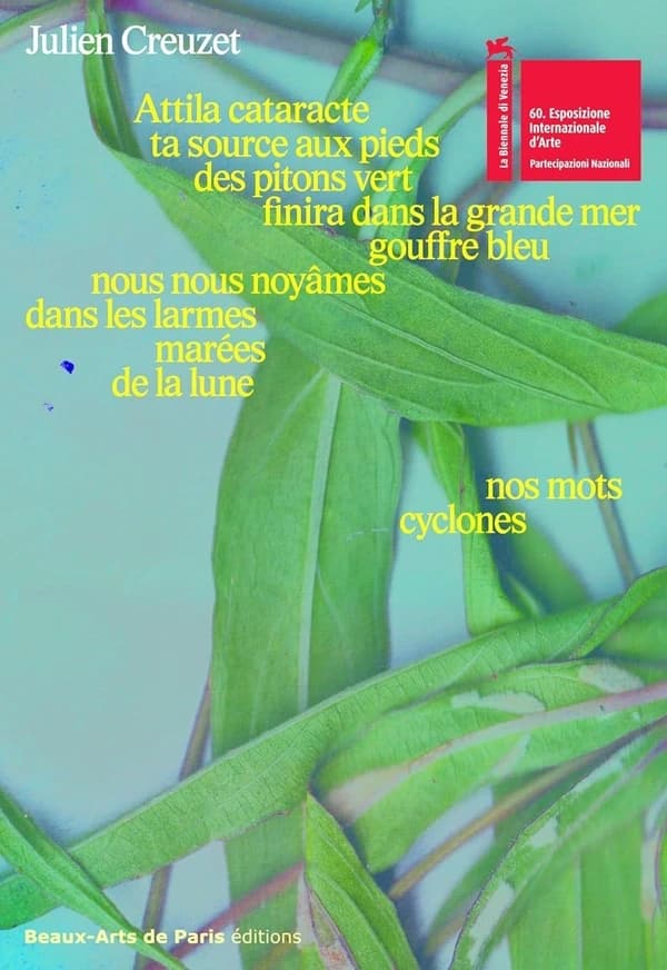 Julien Creuzet, Attila cataracte ta source aux pieds des pitons verts finira dans la grande mer gouffre bleu, nous nous noyâmes dans les larmes marées de la Lune, nos mots cyclone : [exposition, Venise, 20 avril-24 novembre 2024], Pavillon français de la 