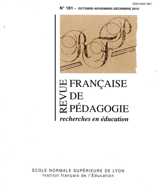 Revue française de pédagogie, n° 181