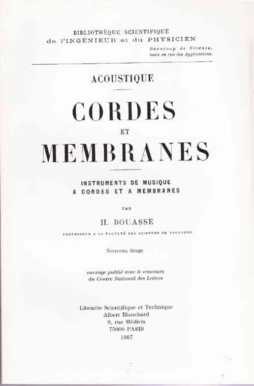 Cordes et membranes : instruments de musique à cordes et à membranes : acoustique