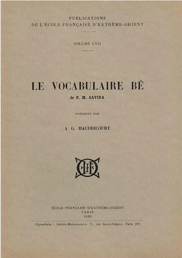 Le vocabulaire Bê de François Marie Savina