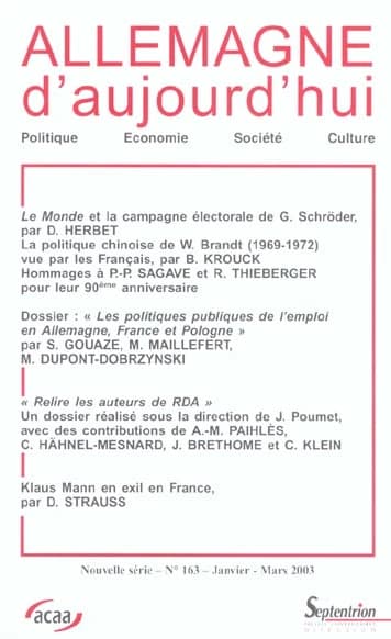 Allemagne d'aujourd'hui n.163
