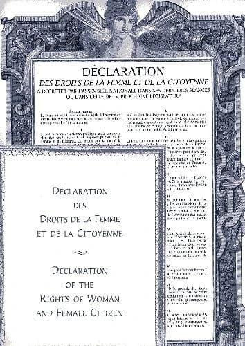 Déclaration des droits de la Femme et de la citoyenne ; declaration of the rights of woman and female citizen