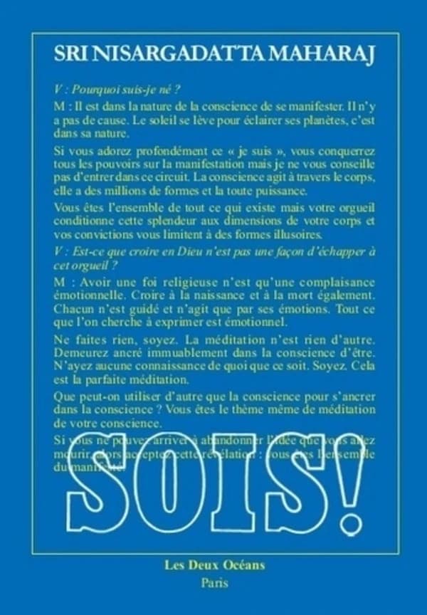 Sois ! : entretiens avec Sri Nisargadatta Maharaj, 1978-1980