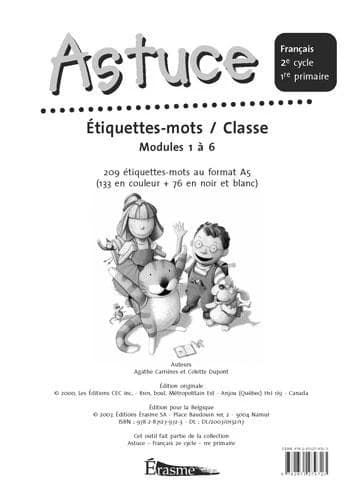 Astuce : français ; 1re primaire ; étiquettes-mots