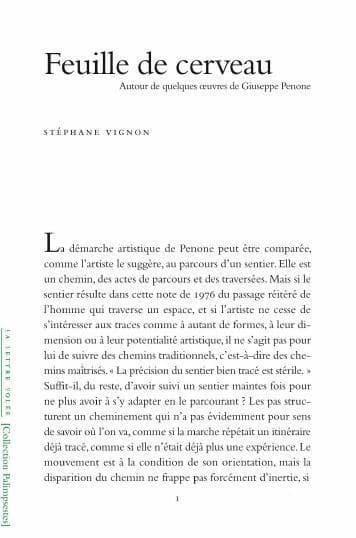 Feuille du cerveau : autour de quelques oeuvres de Giuseppe Penone