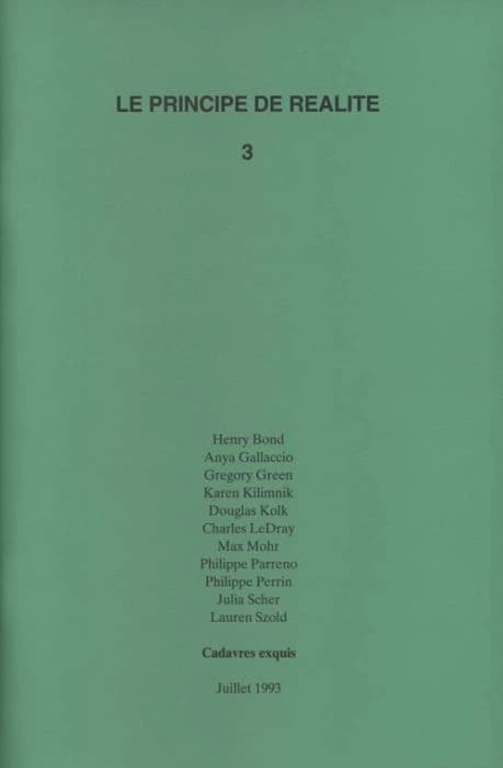 Cadavres exquis : Henri Bond, Anya Gallaccio, Gregory Green... : [exposition, Nice, Villa Arson, 3 juillet-3 octobre 1993]