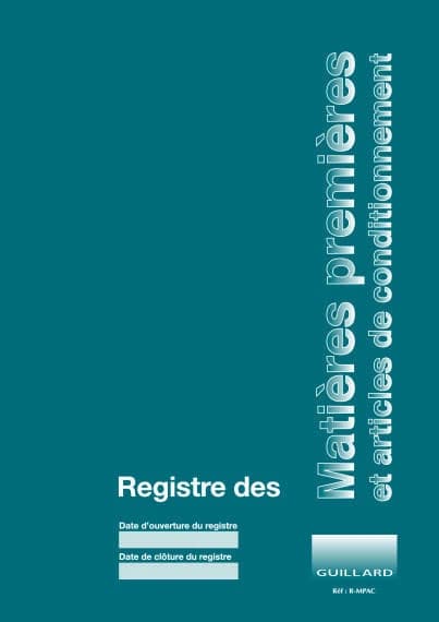 Registre des matières premières et articles de conditionnement