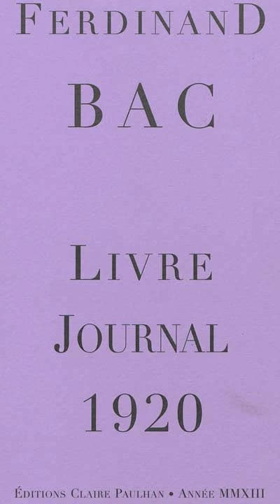 Livre-journal. 1920