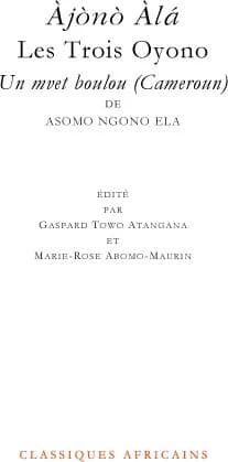Àjònò Àlà : un mvet boulou (Cameroun) de Asomo Ngono Ela