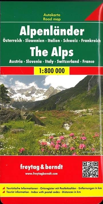 Alpenländer : Österreich - Slowenien - Italien - Schweiz - Frankreich : Autokarte