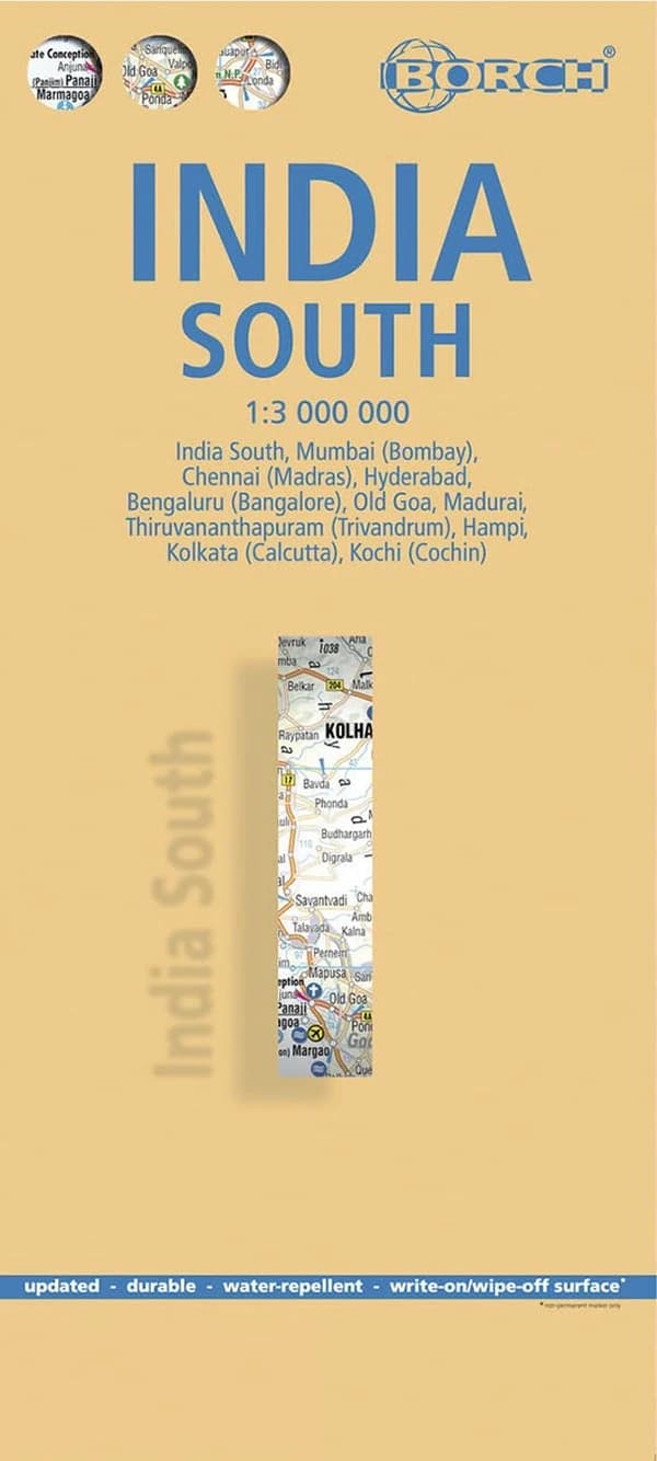 India south : Mumbai (Bombay), Chennai (Madras), Hyderabad, Bengaluru (Bangalore), Old Goa, Madurai, Thiruvananthapuram (Trivandum), Hampi, Kolkata (Calcutta), Kochi (Cochin) (2nd ed.) [réalisé et publié par] Borch map ; [diff. par Cartothèque EGG]