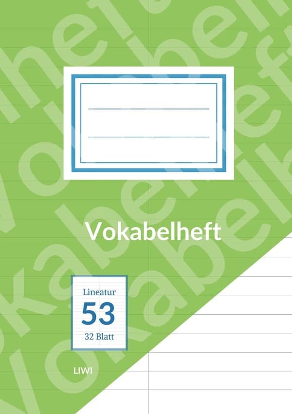 Vokabelheft A5 liniert - Lineatur 53 - 2 Spalten - 32 Blatt - FSC Papier : Papierqualität 90 g